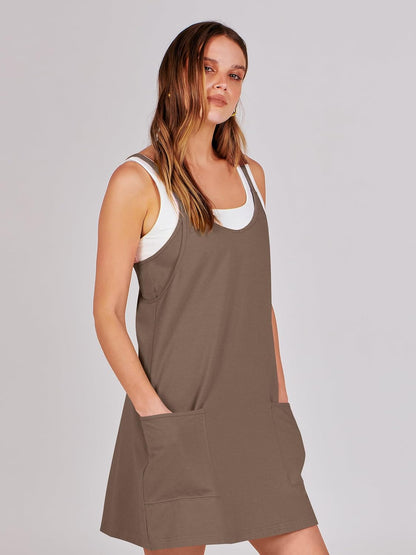 ANRABESS Women Athletic Dress Summer Tennis Workout Active Sports Mini Romper Dress Built in Shorts Travel Vacation Clothes