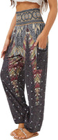QIANXIZHAN Women's Harem Pants, High Waist Yoga Boho Trousers with Pockets