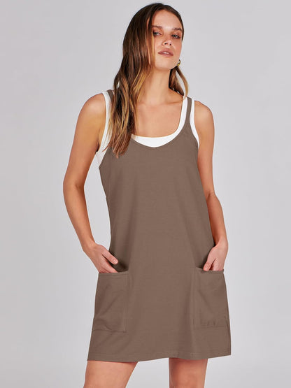 ANRABESS Women Athletic Dress Summer Tennis Workout Active Sports Mini Romper Dress Built in Shorts Travel Vacation Clothes